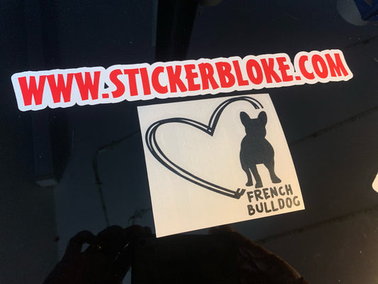 FRENCH BULLDOG AND HEART STICKER