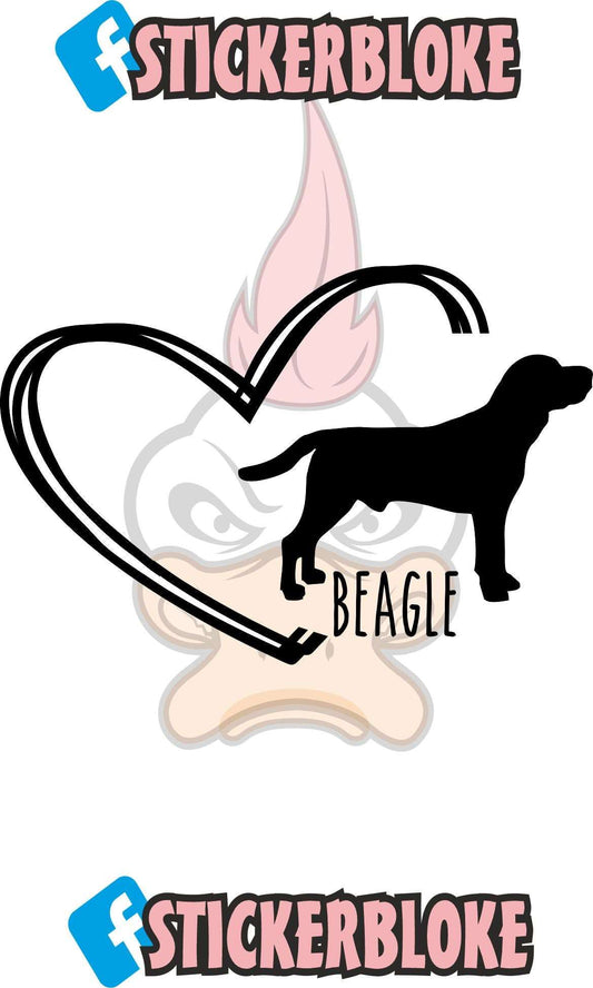 BEAGLE AND HEART STICKER