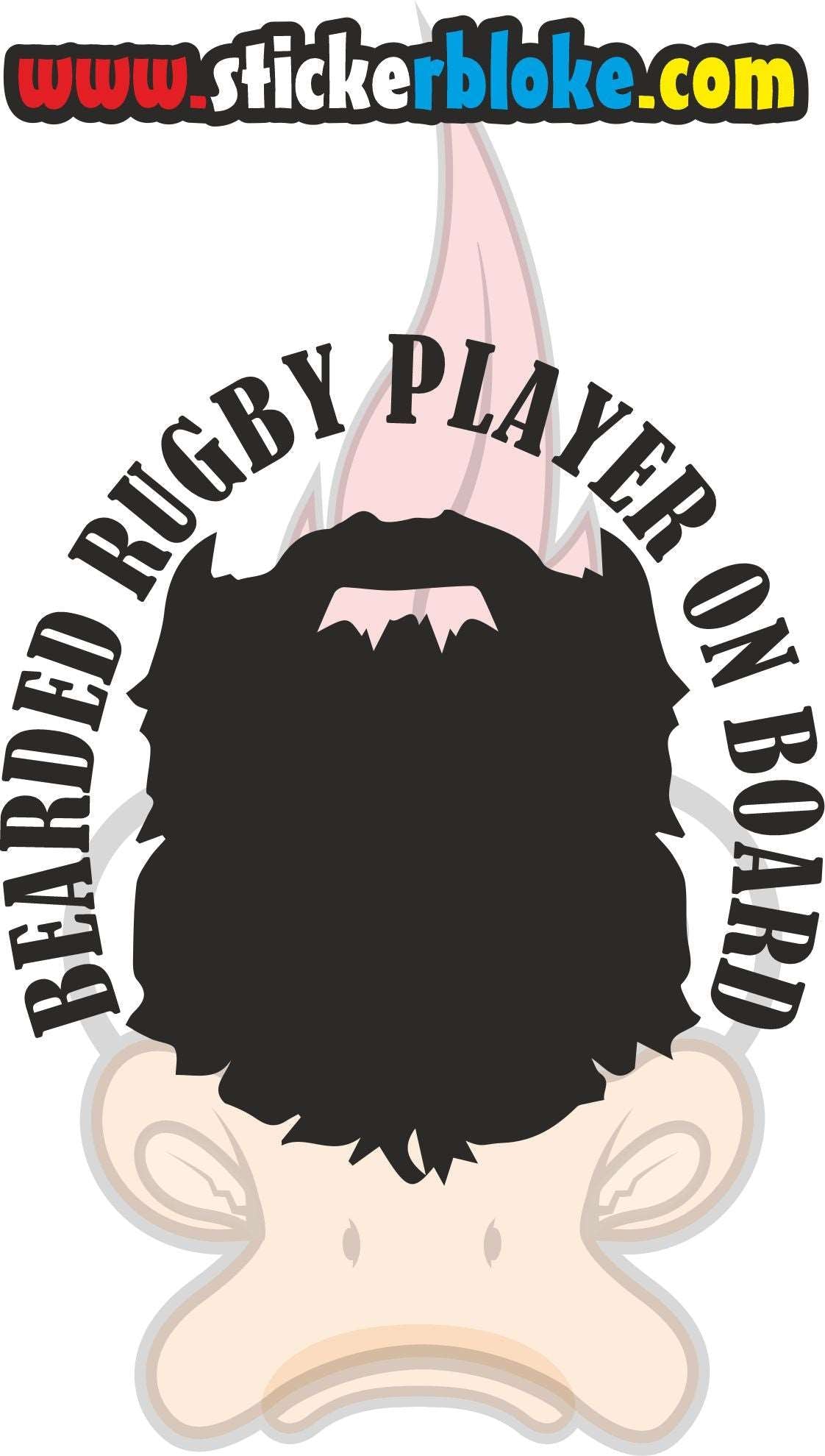 BEARDED RUGBY PLAYER ON BOARD STICKER