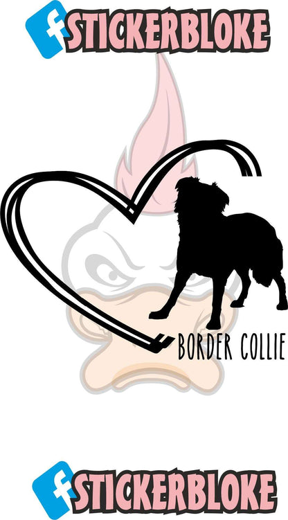 BORDER COLLIE AND HEART STICKER