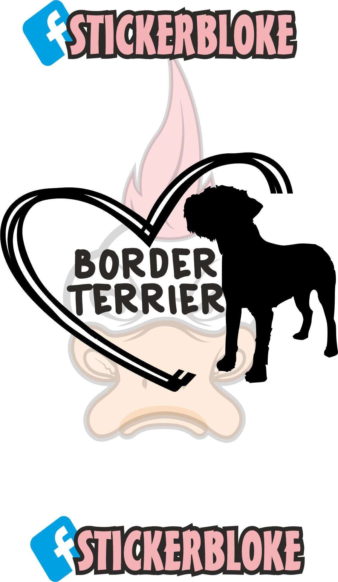 BORDER TERRIER AND HEART STICKER