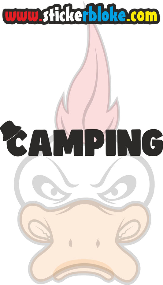 CAMPING WORD WITH BUCKET HAT STICKER