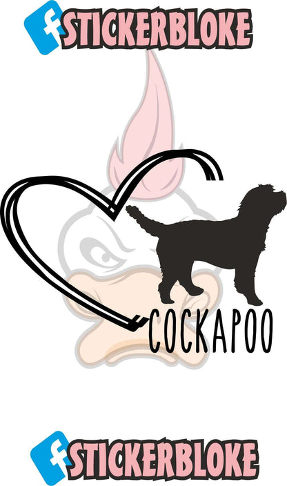 COCKAPOO AND LONGER TAIL AND HEART STICKER