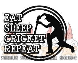 EAT SLEEP CRICKET REPEAT - STICKERBLOKE
