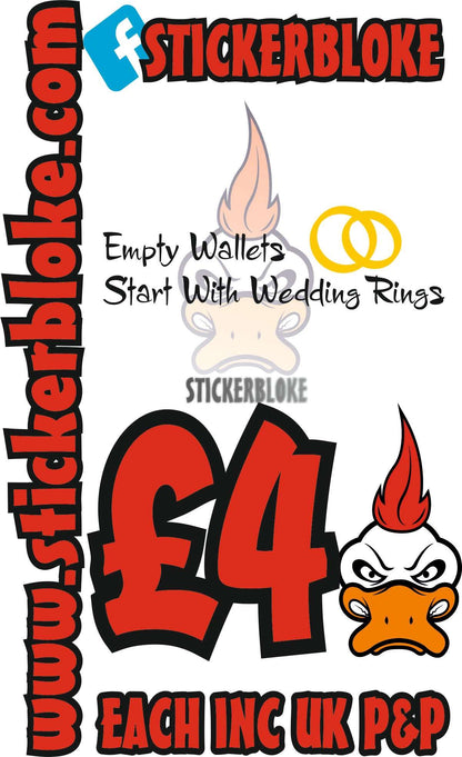 EMPTY WALLETS START WITH WEDDING RINGS STICKER - STICKERBLOKE