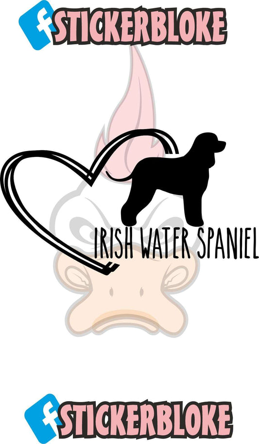 IRISH WATER SPANIEL AND HEART STICKER