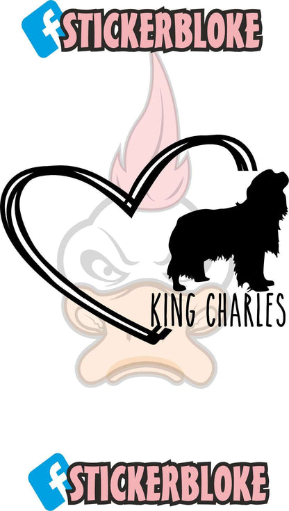 KING CHARLES SPANIEL AND HEART STICKER