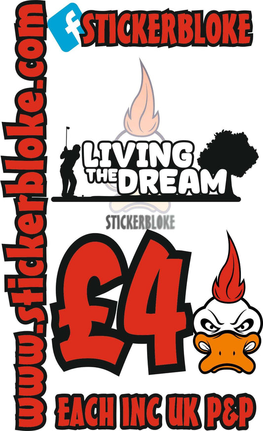 LIVING THE DREAM GOLFER MALE - STICKERBLOKE