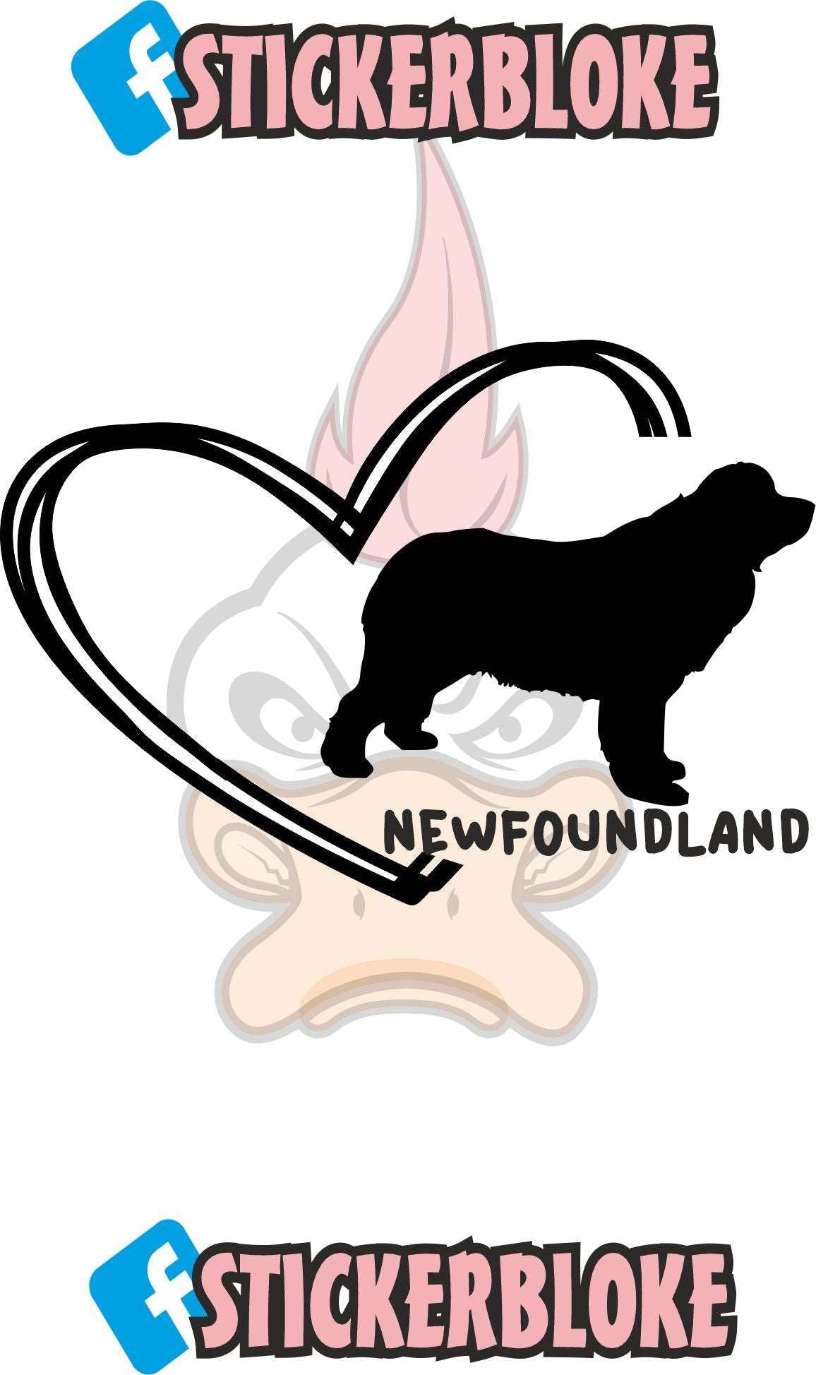 NEWFOUNDLAND AND HEART STICKER