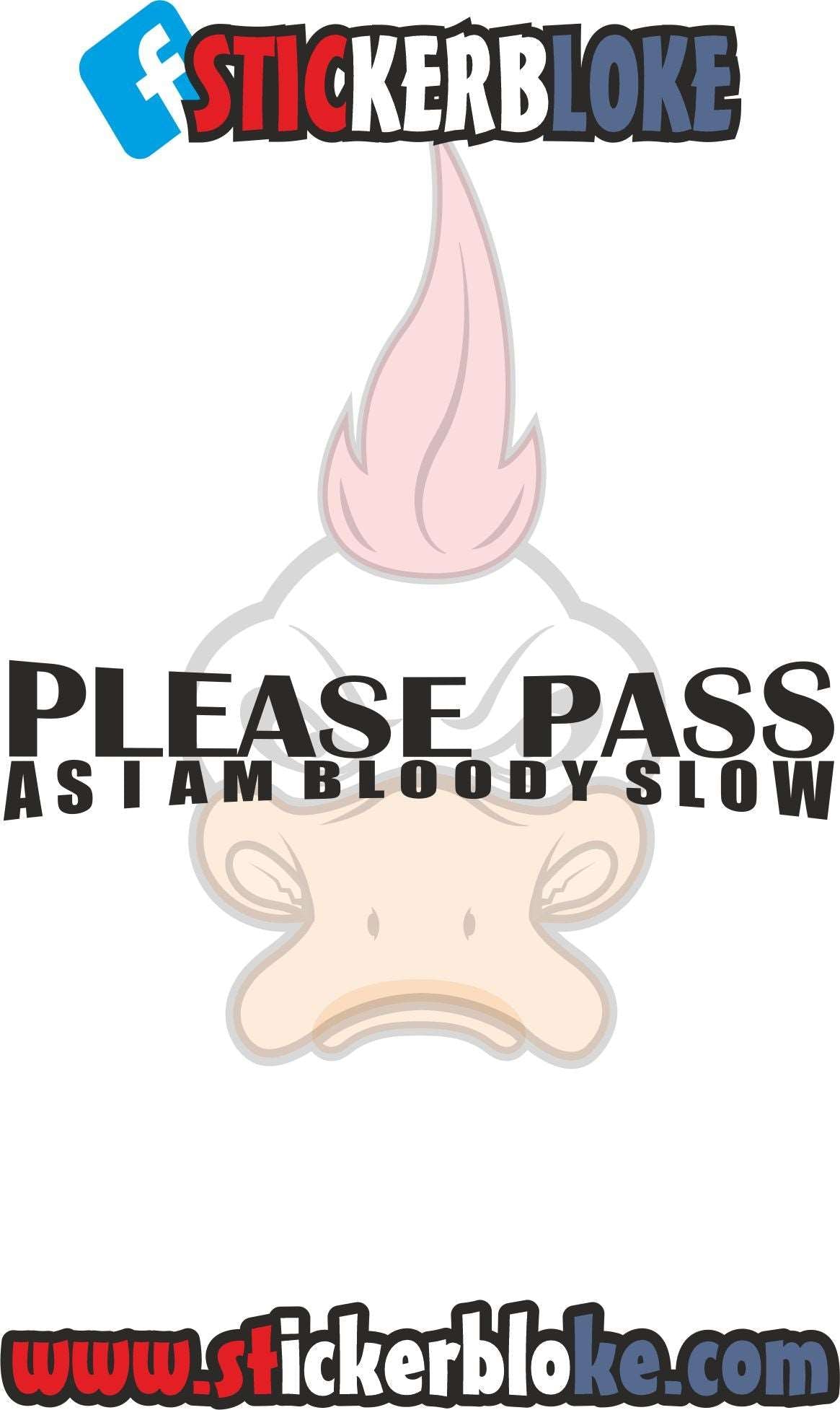 PLEASE PASS AS I AM BLOODY SLOW STICKER