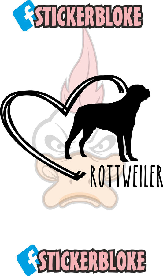 ROTTWEILER AND HEART STICKER