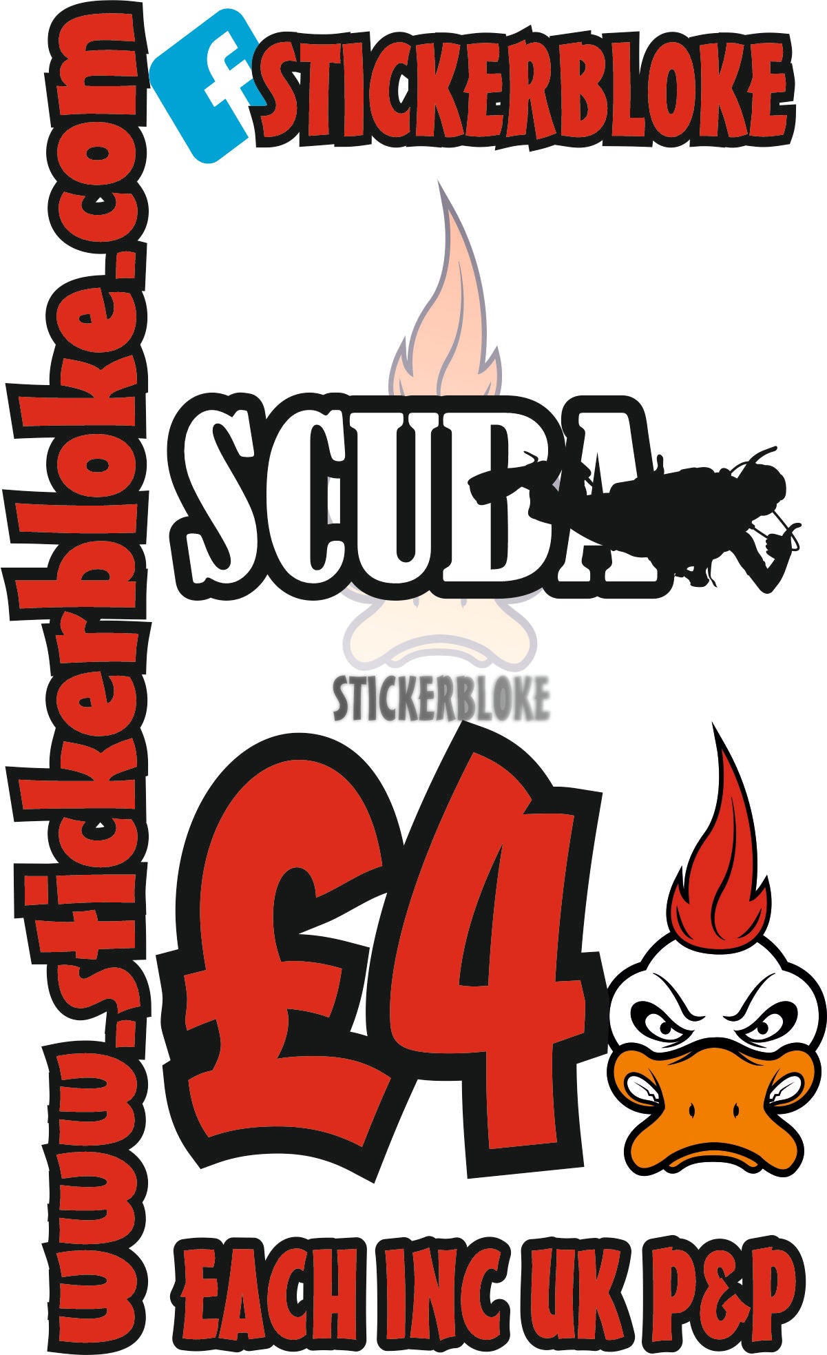 SCUBA WORDING AND DIVER 2 - STICKERBLOKE