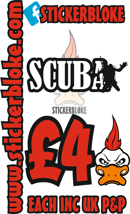 SCUBA WORDING AND DIVER 3 - STICKERBLOKE