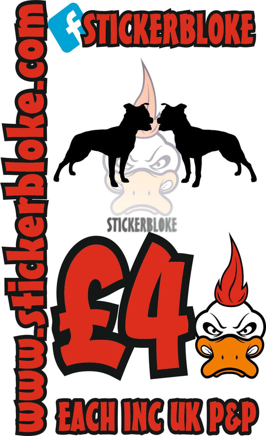 PAIR OF STAFFORDSHIRE BULL TERRIER STAFFY STICKER - STICKERBLOKE