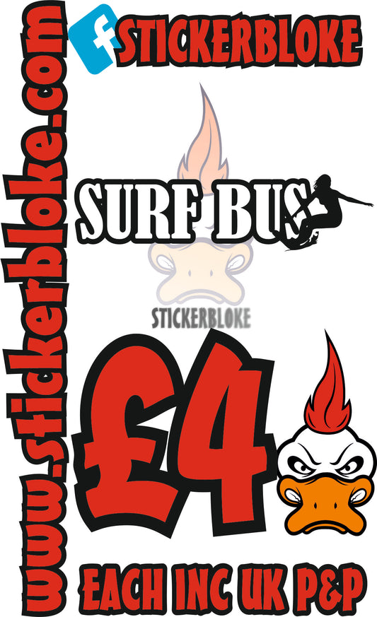 SURF BUS LADY SURFER - STICKERBLOKE