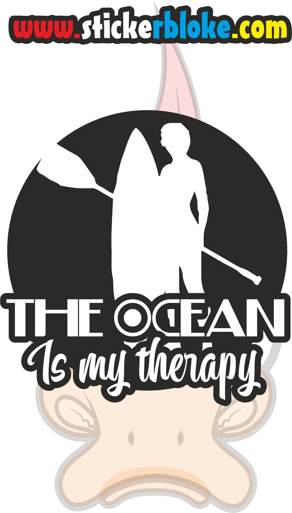 THE OCEAN IS MY THERAPY FEMALE PADDLE BOARDER STICKER