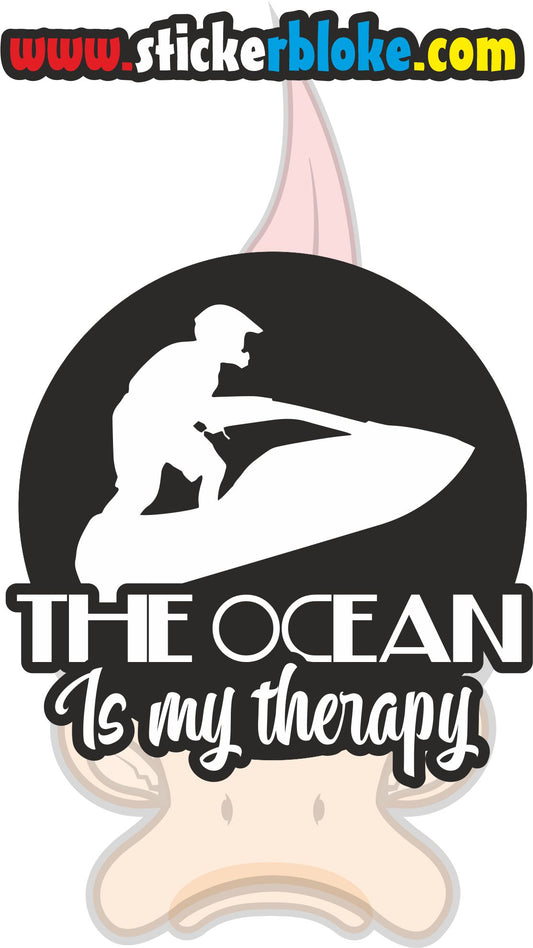 THE OCEAN IS MY THERAPY JETSKI STICKER