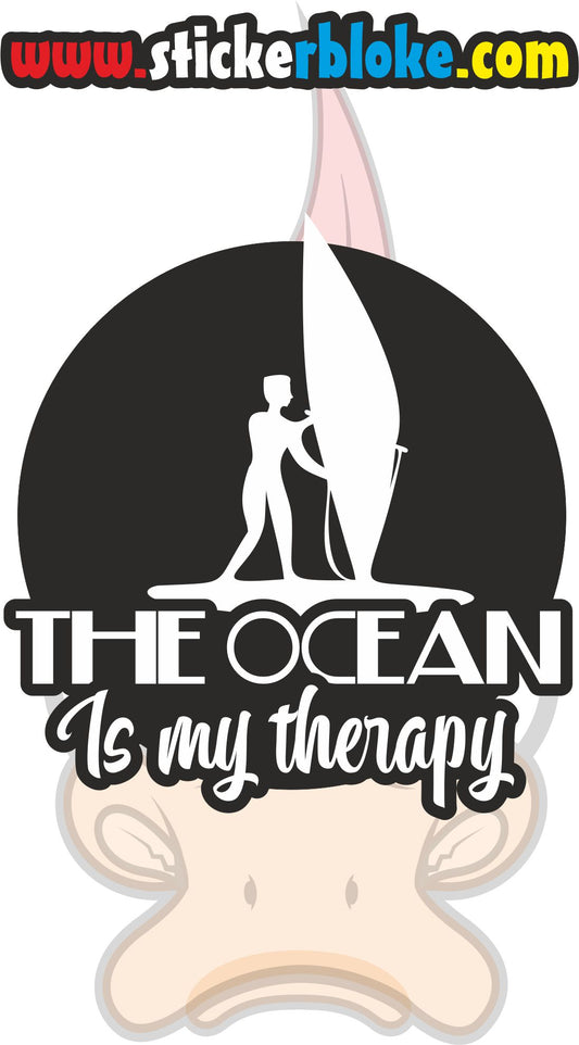 THE OCEAN IS MY THERAPY WIND SURFER STICKER