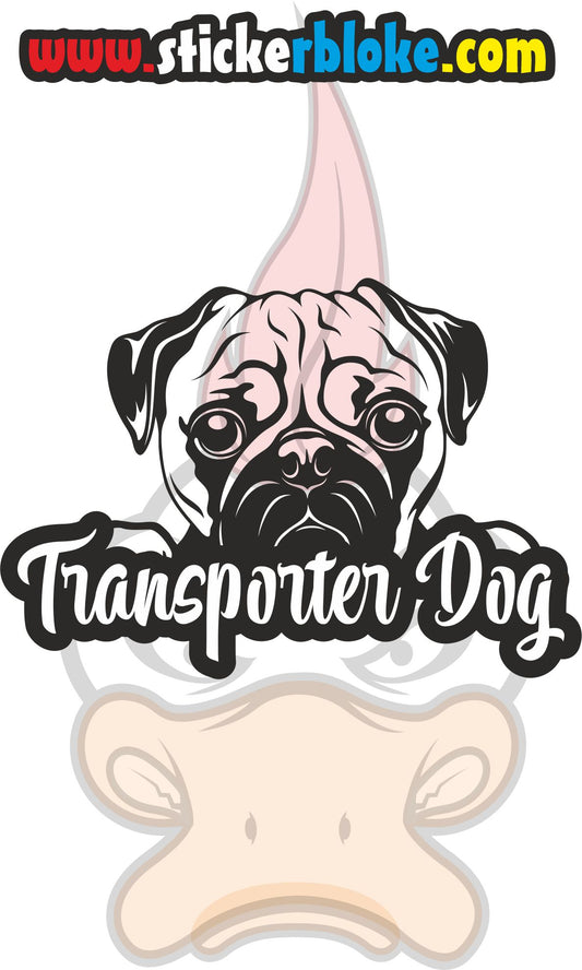 TRANSPORTER DOG PUG STICKER