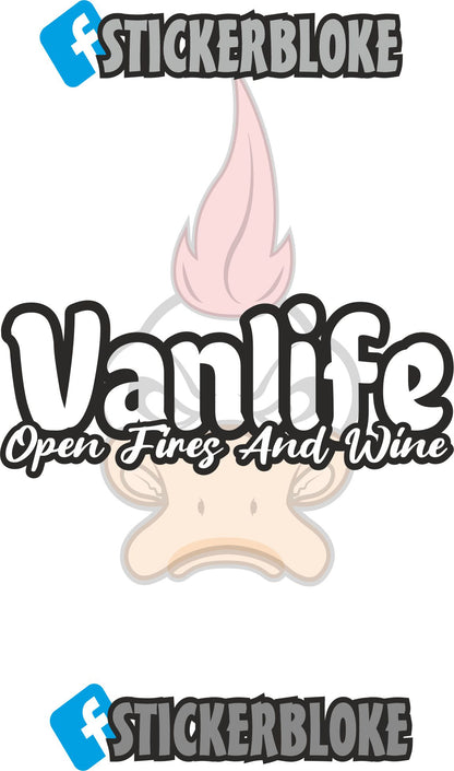 VANLIFE OPEN FIRES AND WINE STICKER