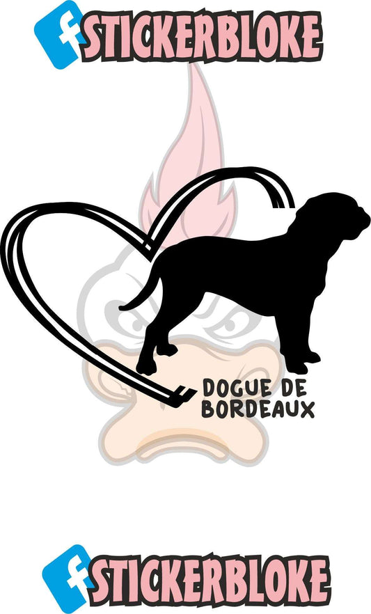 DOGUE DE BORDEAUX AND HEART STICKER