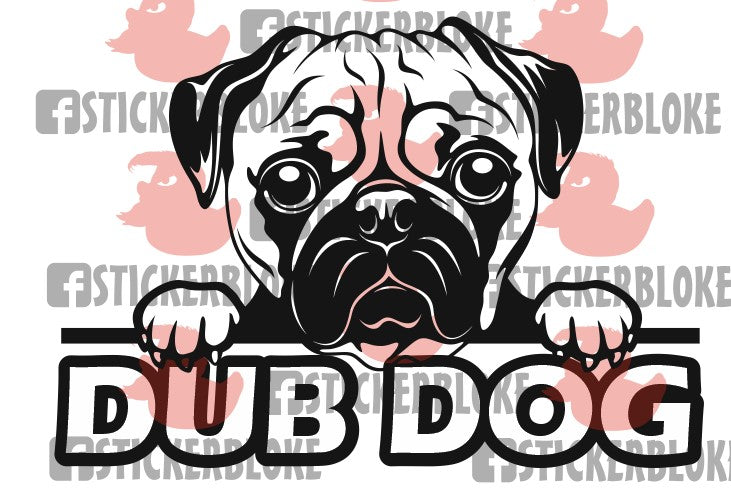 DUB DOG PUG - STICKERBLOKE
