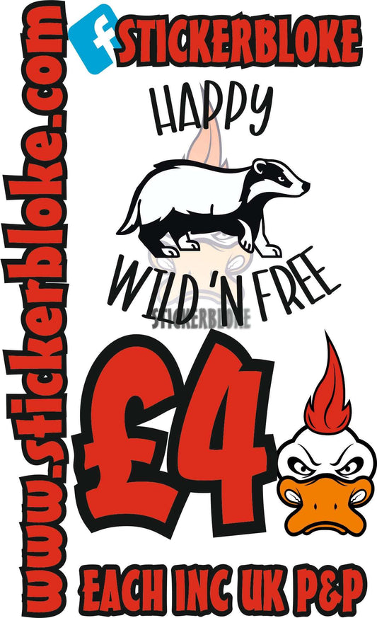 HAPPY WILD N FREE BADGER STICKER