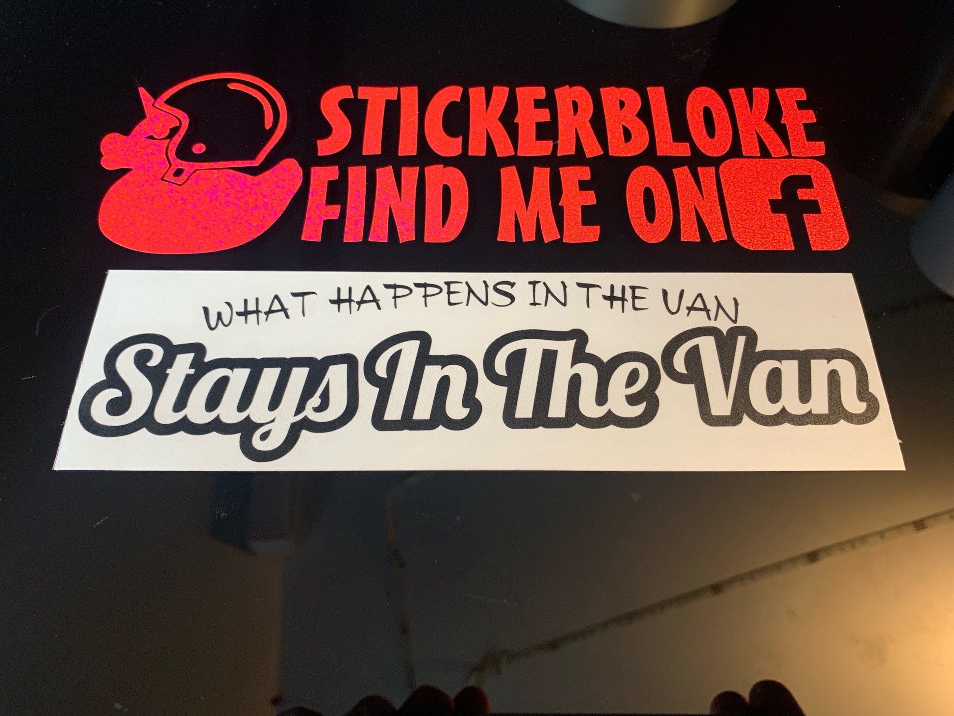 WHAT HAPPENS IN THE VAN STAYS IN THE VAN - STICKERBLOKE