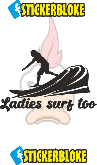 LADIES SURF TOO STICKER