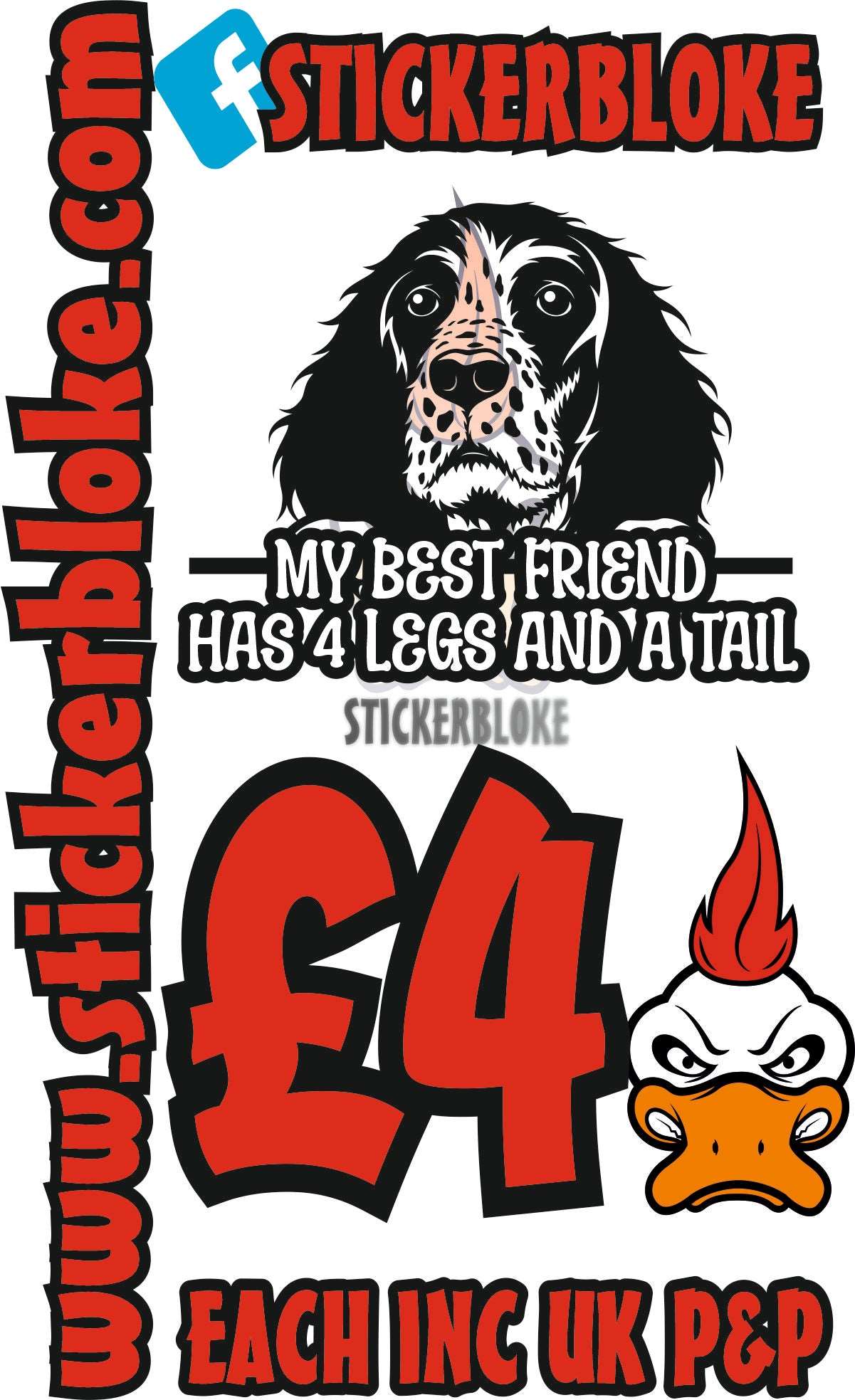 MY BEST FRIEND HAS 4 LEGS AND A TAIL SPRINGER SPANIEL - STICKERBLOKE