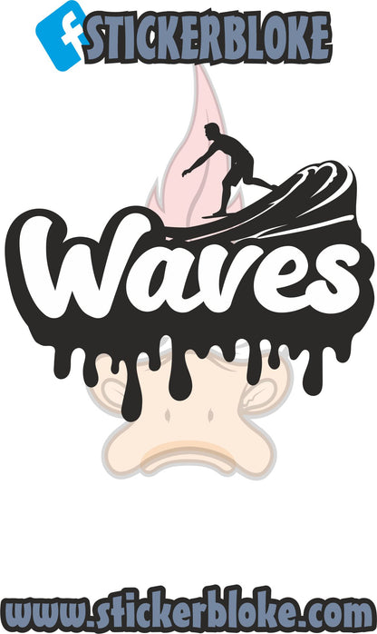 WAVES DRIP SURFER STICKER